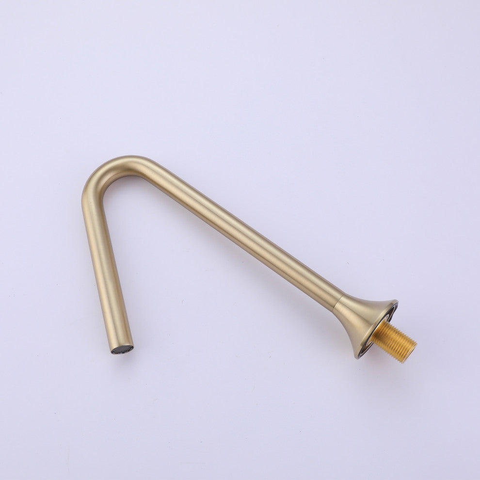 Deck Mounted Dual Cross Handles Bathroom Sink Faucet, Brushed Gold