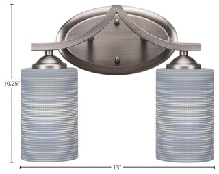 Zilo 2 Light Bath Bar, Graphite Finish, 7" Gray Matrix Glass