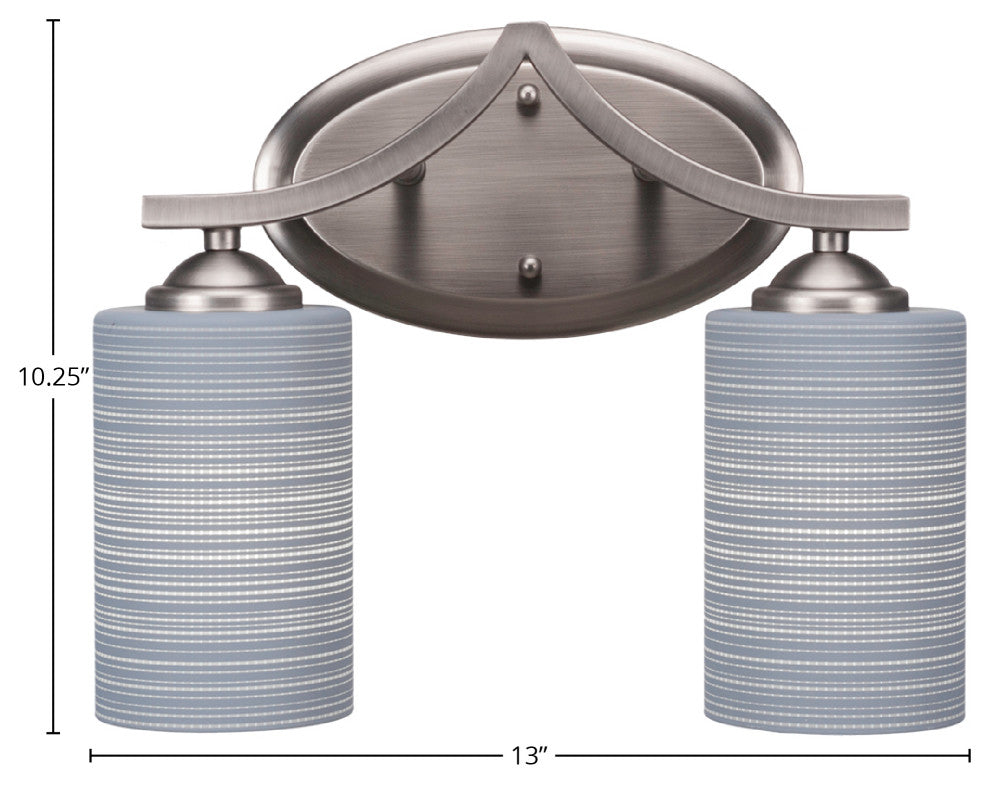 Zilo 2 Light Bath Bar, Graphite Finish, 7" Gray Matrix Glass