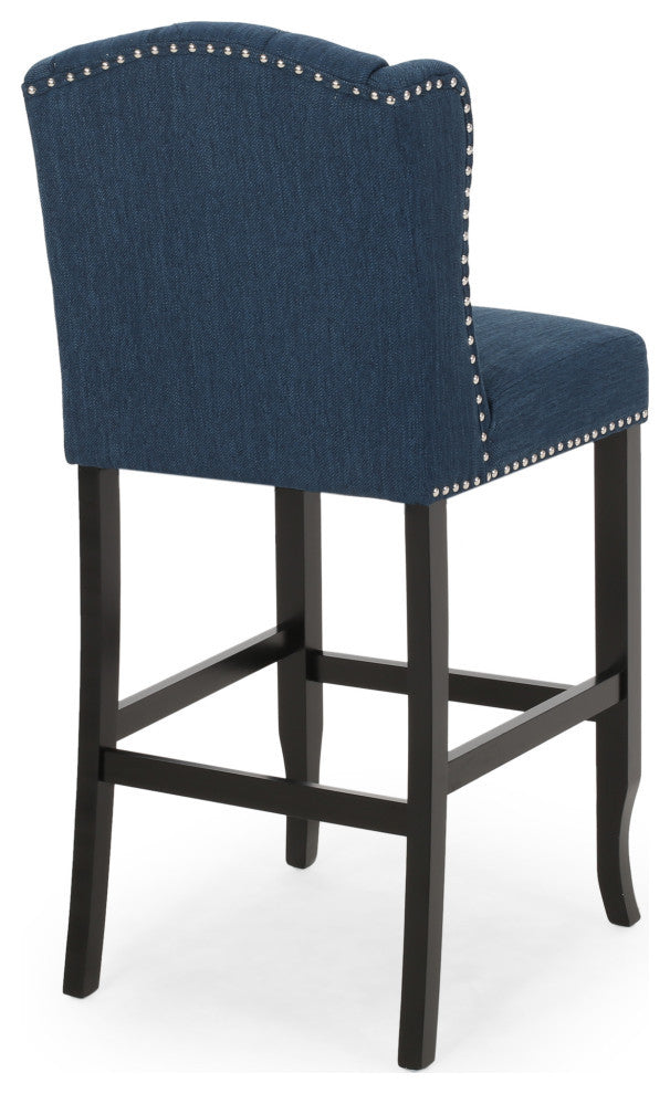 Plymouth Wingback Barstool, Navy Blue