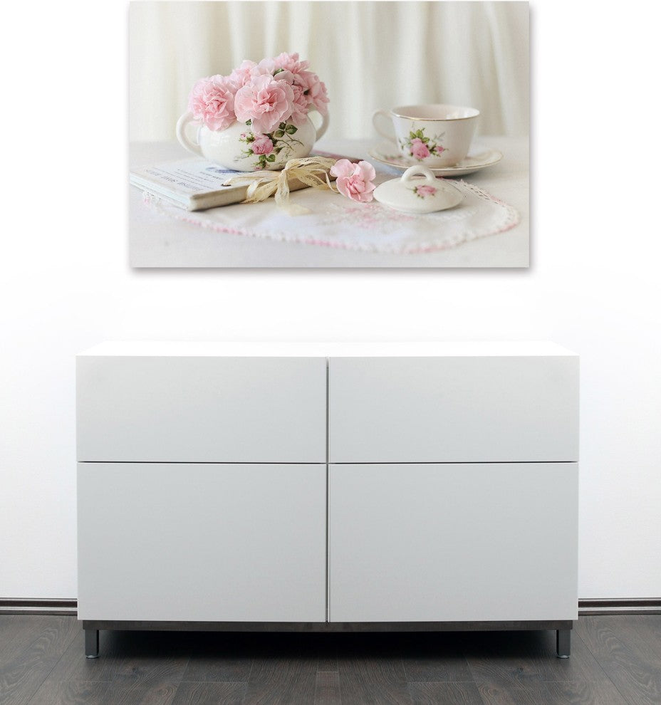 "Pink Tea Party" Painting Print on Wrapped Canvas