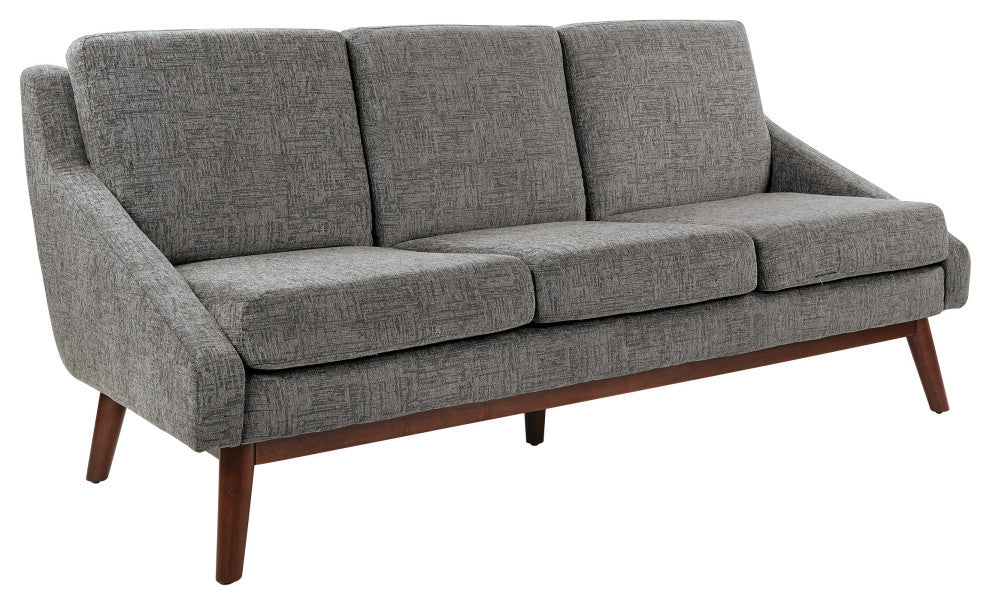 Mid-Century Sofa, Charcoal Fabric With Coffee Finish Legs