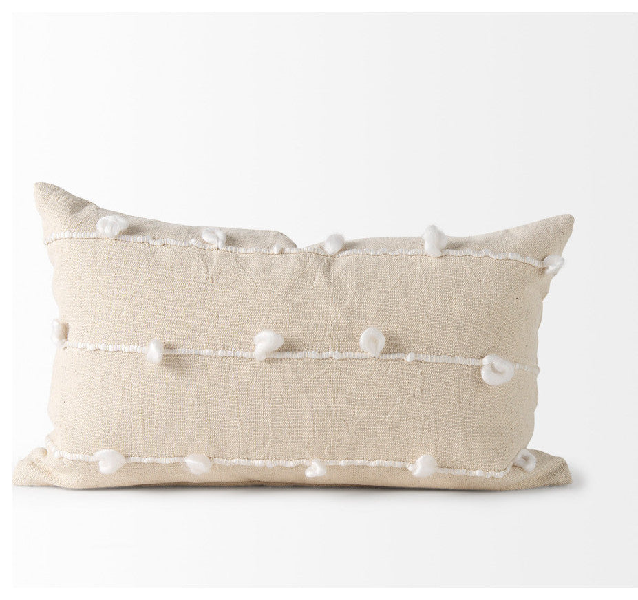 Erica 13x21 Cream With White Detail Decorative Pillow Cover
