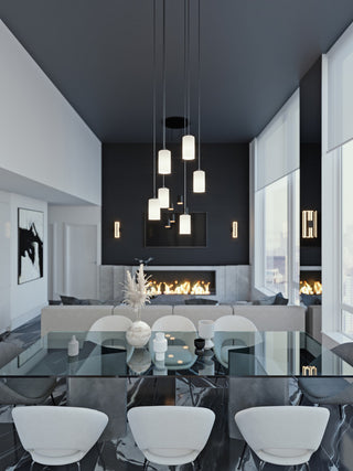 Leo 6-Light Round Pendant, 120V, 60W, Black