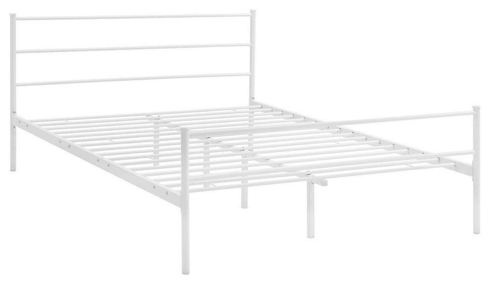 White Alina Queen Platform Bed Frame