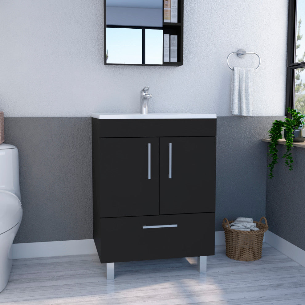 Essential Single Bathroom Vanity, Black Wengue