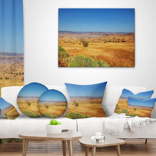 Prairie With Bright Blue Sky Landscape Printed Throw Pillow, 18"x18"