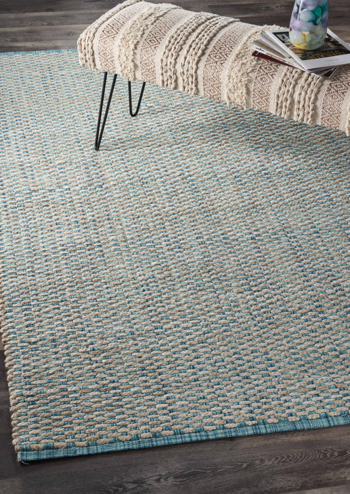 5" x 8" Blue and Beige Toned Area Rug