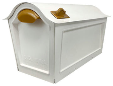 Extra Large White and Gold Chalet Mailbox
