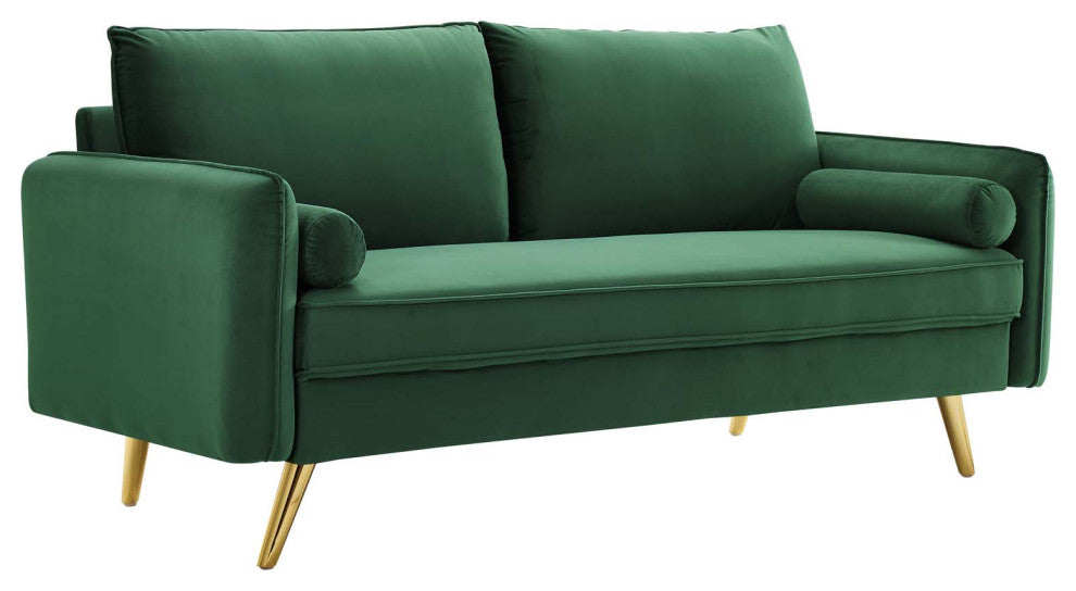 Revive Performance Velvet Sofa - Emerald