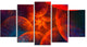 Biblical Sky with Red Clouds, Contemporary Wall Art Canvas, 60"x32", 5 Panels