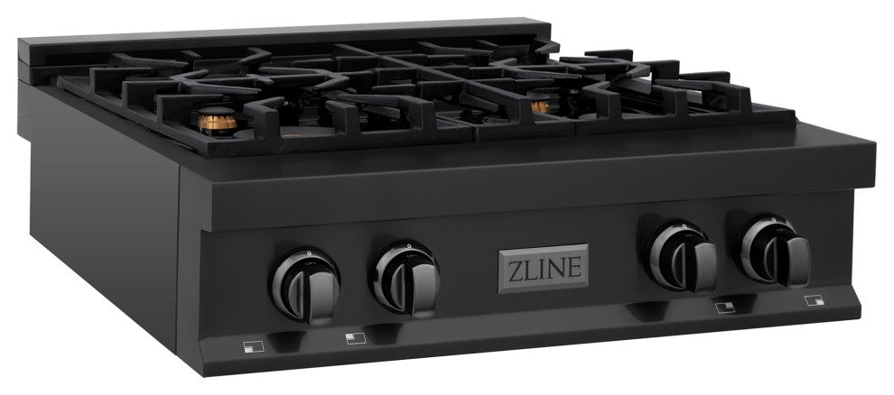 ZLINE 30" Porcelain Gas Stovetop, Black Stainless