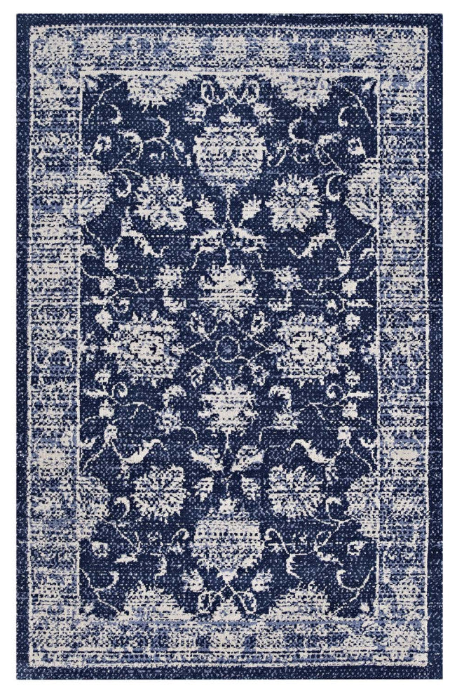 Kazia Distressed Floral Lattice 5x8 Area Rug