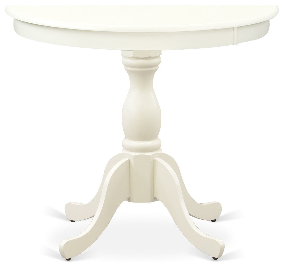 3Pc Dining Set, 1 Pedestal Table, 2 Baby Blue Chairs Back, Linen White
