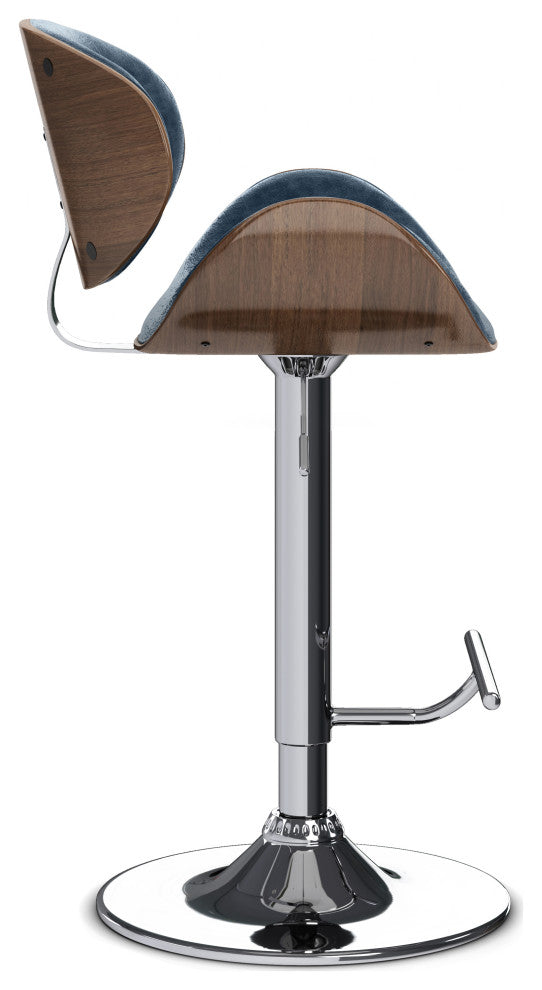 Marana Bentwood Adjustable Swivel Bar Stool, Distressed Blue