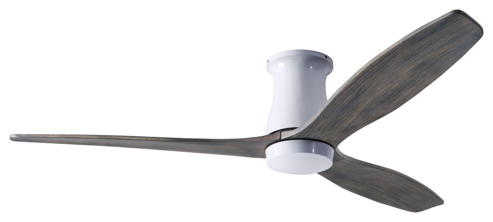 Arbor Flush Fan, Gloss White, 54" Graywash Blades, No Light, Wall Control