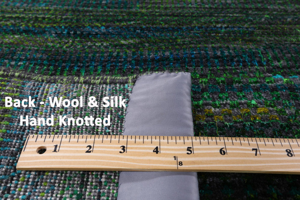 9' Square Hand-Knotted Super Savannah Gabbeh Wool and Silk Rug Q6121