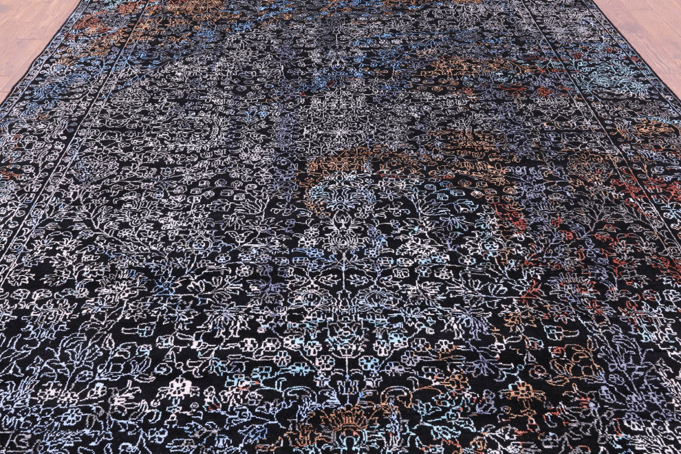 Wool and Silk Modern Handmade Rug 9' 1" X 11' 11" Q8712