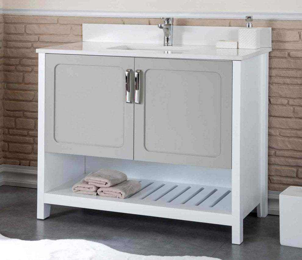 Florin Collection 42" Bathroom Vanity With Sink, Mirror, Countertop, Gray