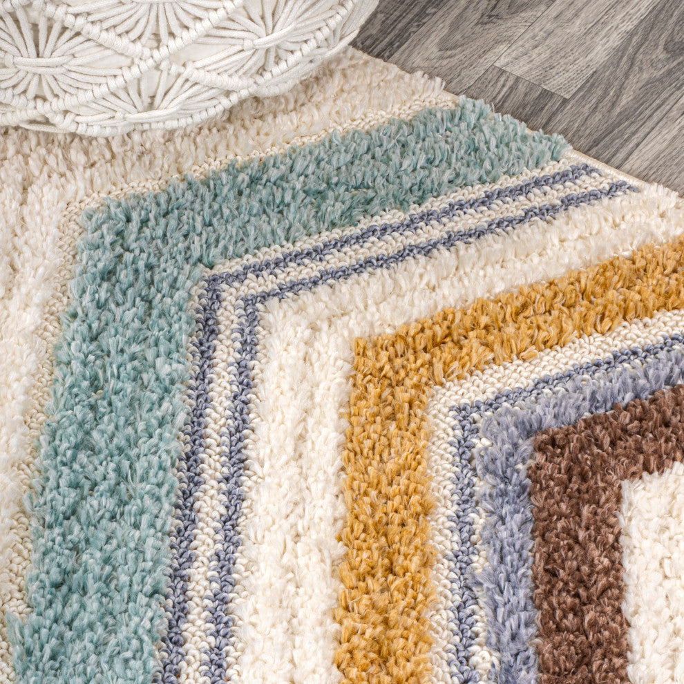Elin Chevron High-Low Multi/Cream 4'x6' Area Rug