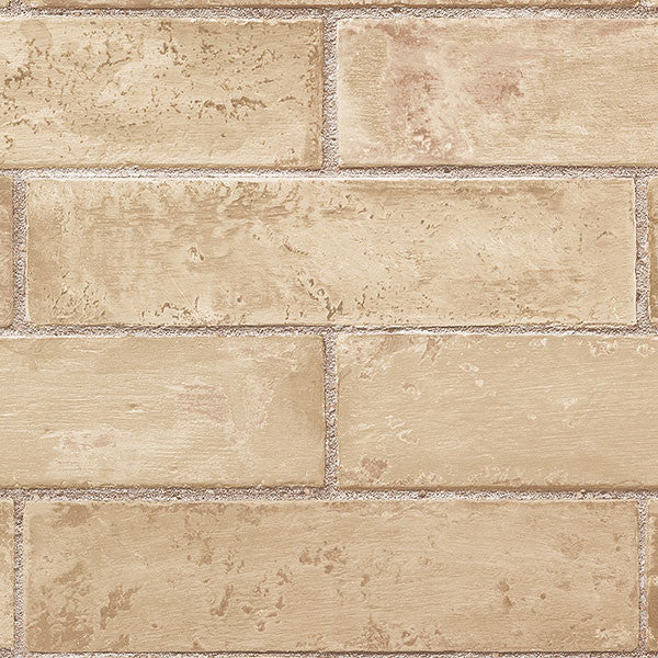 Textured Brick Wallpaper, Beige, Sample
