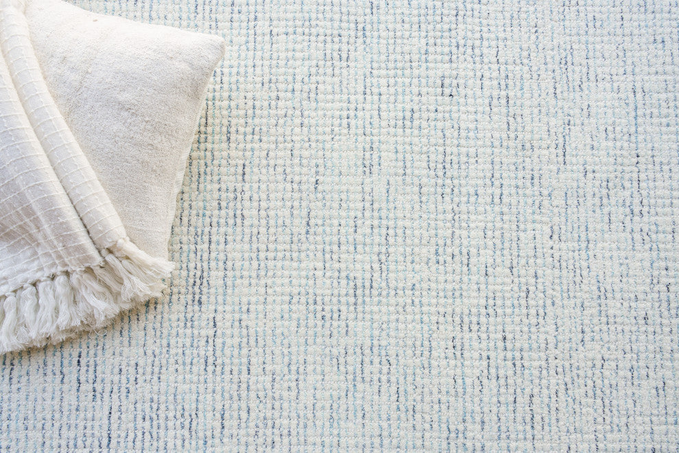 Key West Handmade Hand-Tufted Wool Blue/Ivory Area Rug, 10'x14'