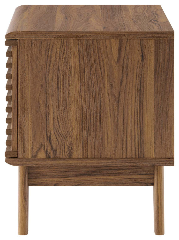 Sofa Side Table Display Stand, Wood, Brown Walnut, Modern, Lounge Hospitality