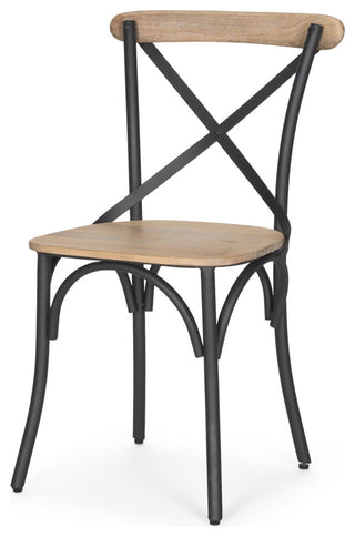 Etienne Light Brown Wood With Iron Metal Dining Chair (Set of 2)