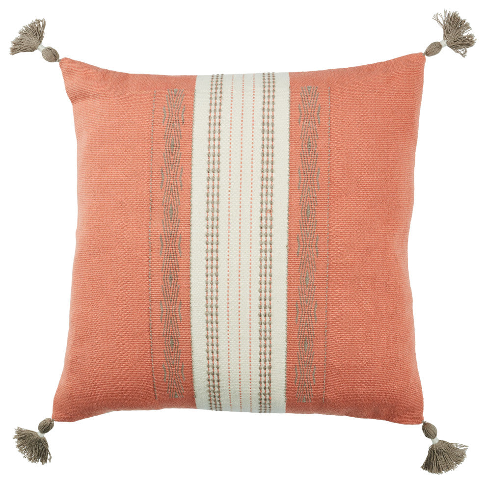 Jaipur Living Maikham Tribal Coral/Cream Poly Fill Pillow 18" Square