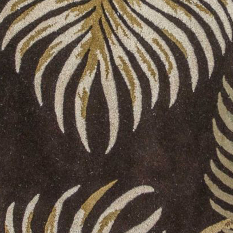 HomeRoots 7' Round Wool Espresso Area Rug