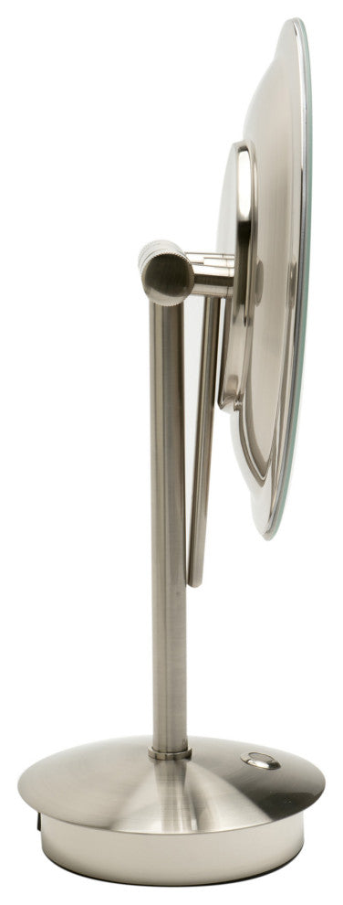 ALFI brand ABM9FLED-BN Brushed Nickel Tabletop Round 9" Mirror with Light