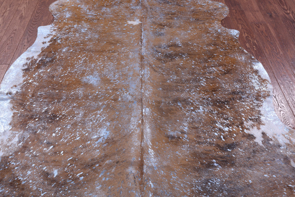 6' 10" X 6' 0" Blue Metallic Cowhide Rug C2132