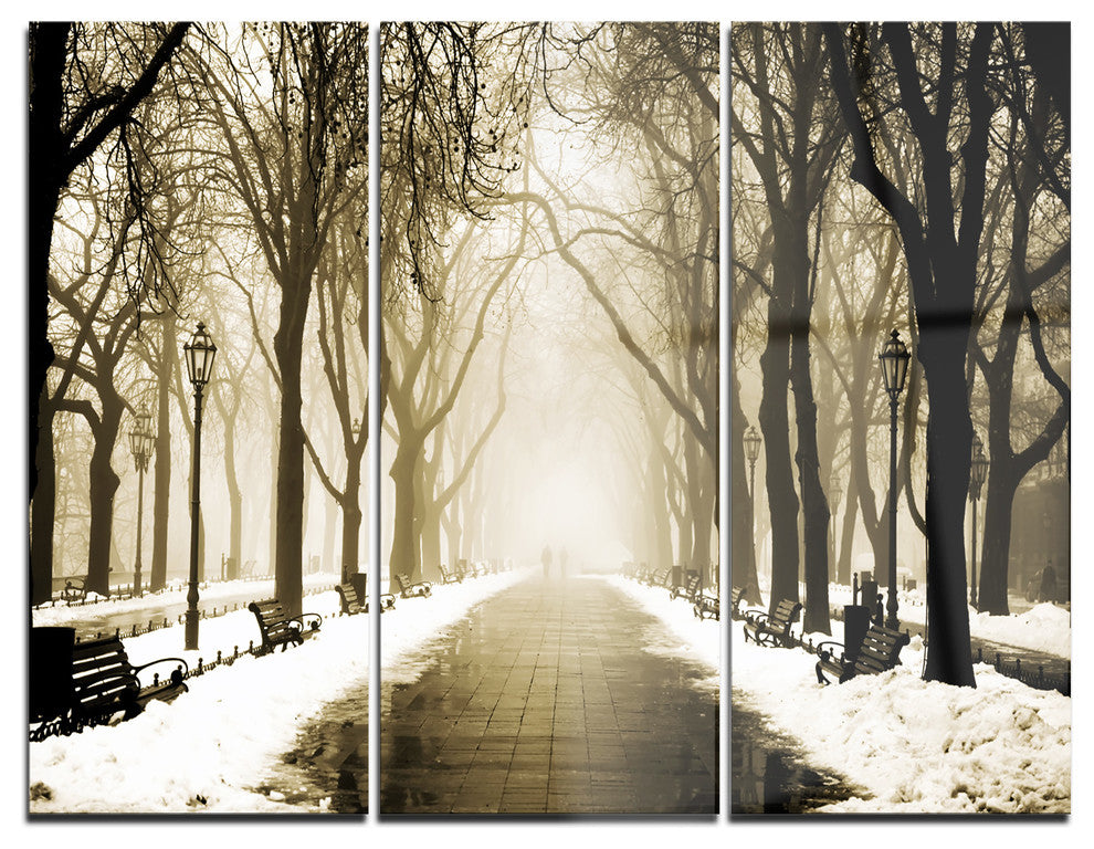 "Fog in Alley Vintage Style" Photo Metal Wall Art, 3 Panels, 36"x28"