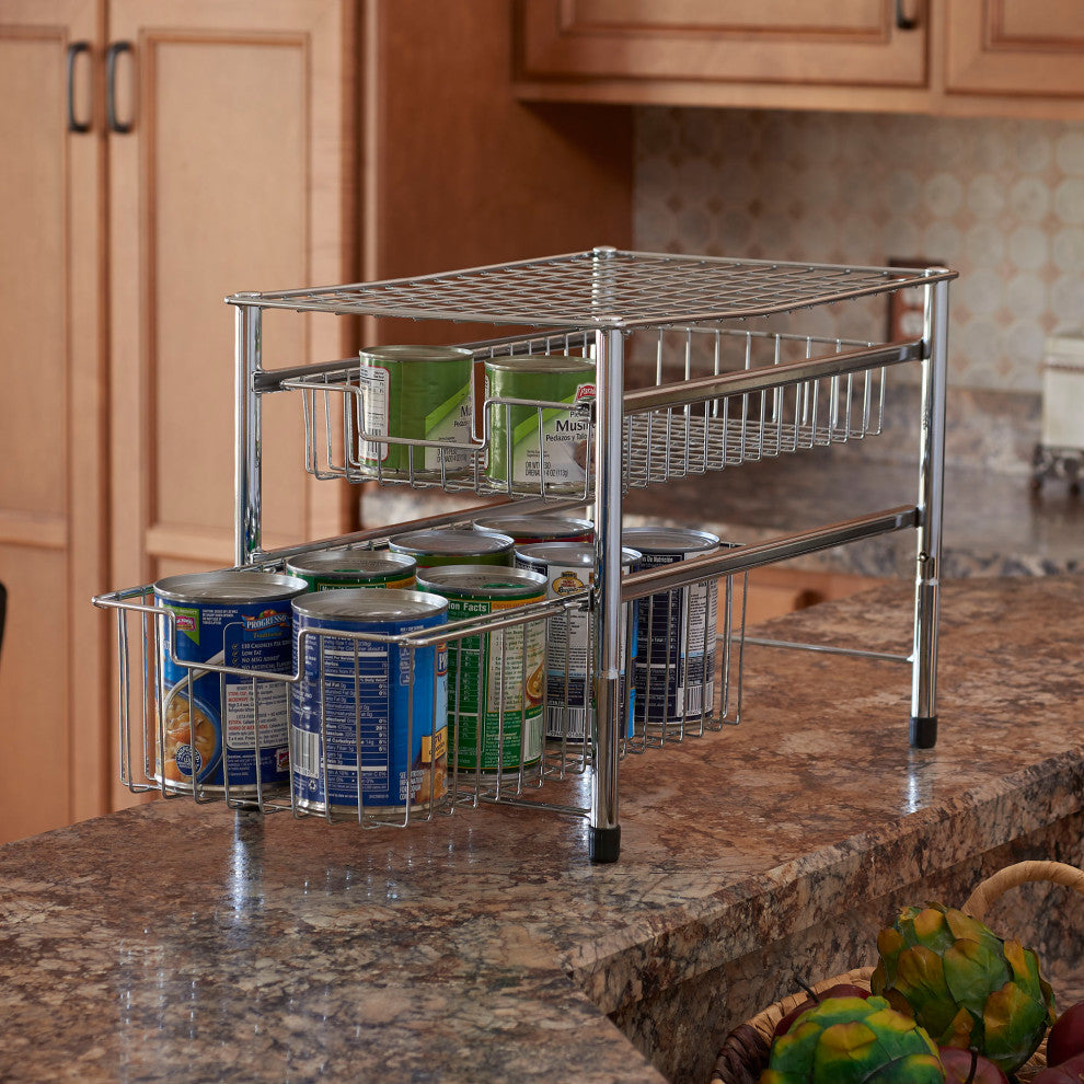 Two Basket Sliding Cabinet Organizer