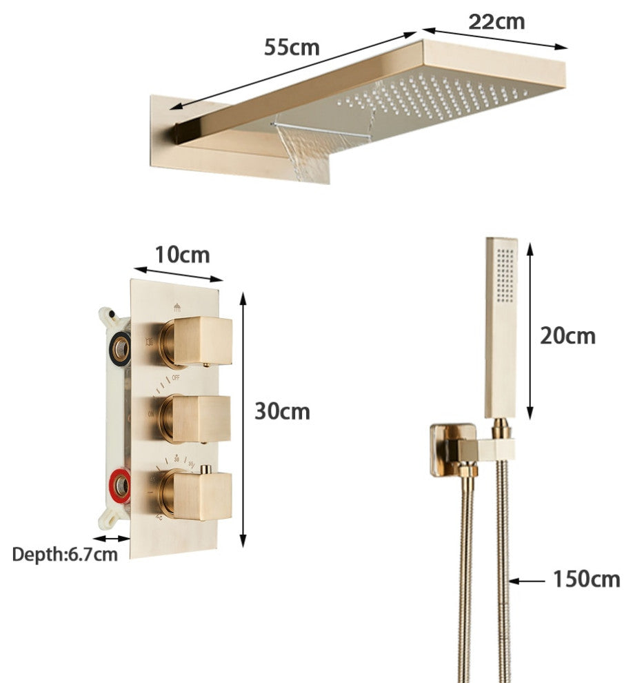 Wall Mounted Waterfall Rainfall Shower Head System