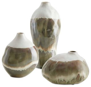 Uttermost Earthflow Glazed Outdoor Vases Set of 3