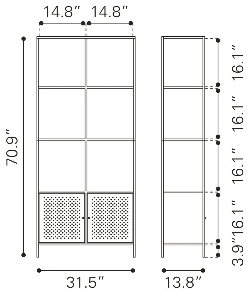 Bookcase Wall Shelf Rack, Steel Metal, White, Gold, Lounge Lobby Hospitality