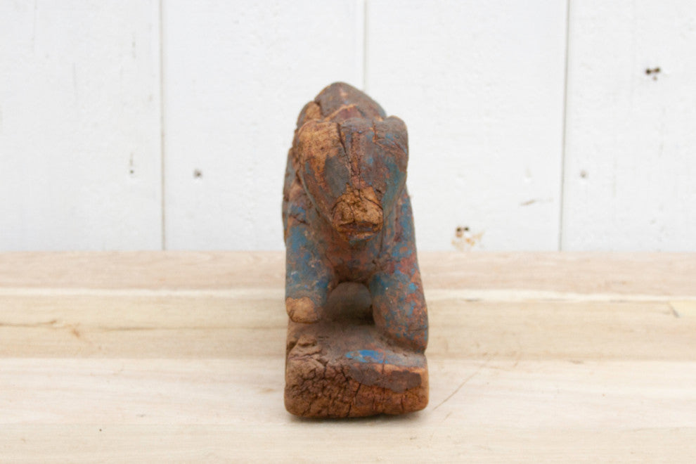 Ancient Indian Wooden Nandi Figure