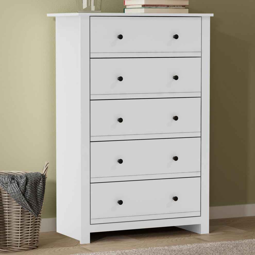 Genoa 5-Drawer Chest of Drawer 46.2"x17.1"x30.4", White
