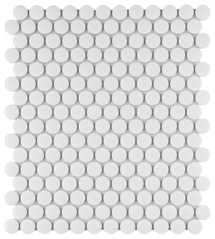 Gotham Penny Round White Porcelain Floor and Wall Tile