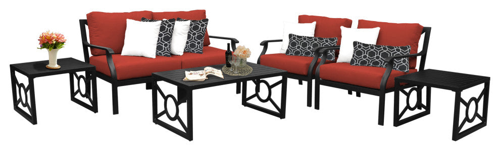 kathy ireland Madison Ave. 7 Piece Aluminum Patio Furniture Set 07d, Cinnamon