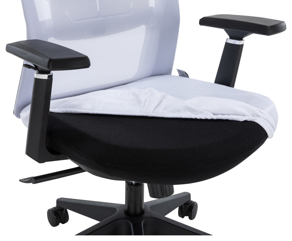 LeisureMod Ingram Modern Mesh Office Task Chair With Adjustable Armrests, White/White