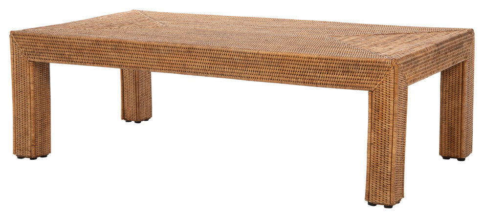 La Jolla Rattan Rectangular Coffee Table, Honey Brown