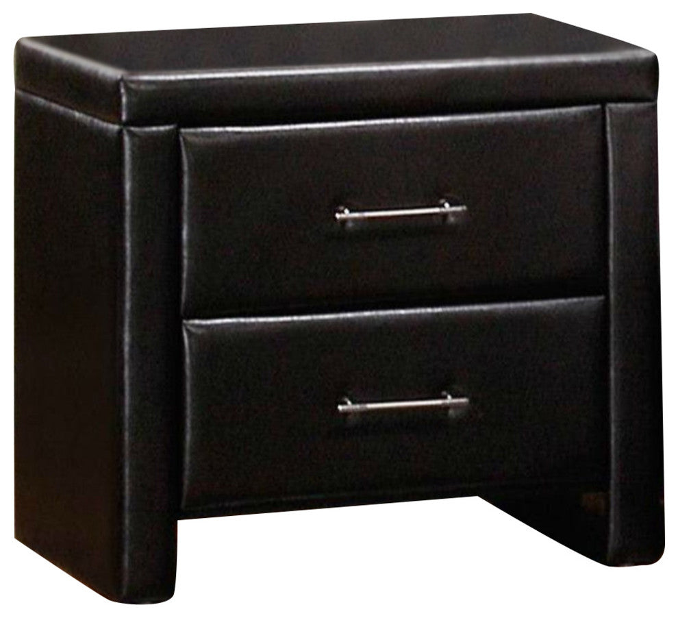 Benzara BM179872 Bi-Cast Vinyl Nightstand With 2 Drawers, Dark Brown