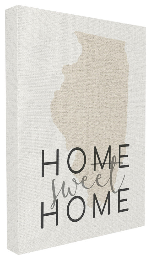 ''Home Sweet Home Illinois Typography'', Stretched Canvas, 24"x1.5"x30"