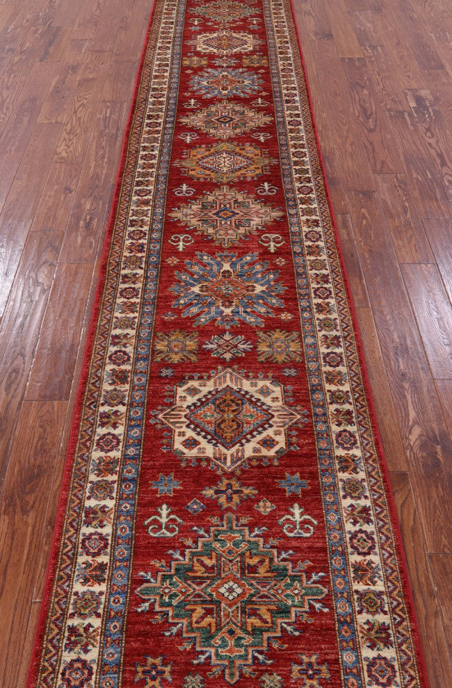 Runner Super Kazak Handmade Rug 2' 8" X 12' 11" - Q12994