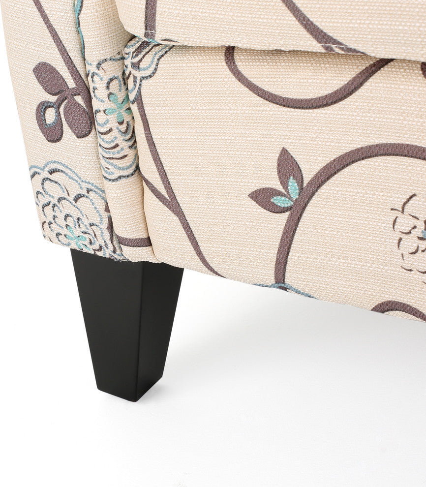 GDF Studio Solvang White & Blue Floral Fabric Club Chair