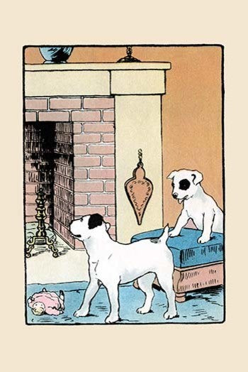 Snip and Snap by the Fireplace- Gallery Wrapped Canvas Art 28" x 42"