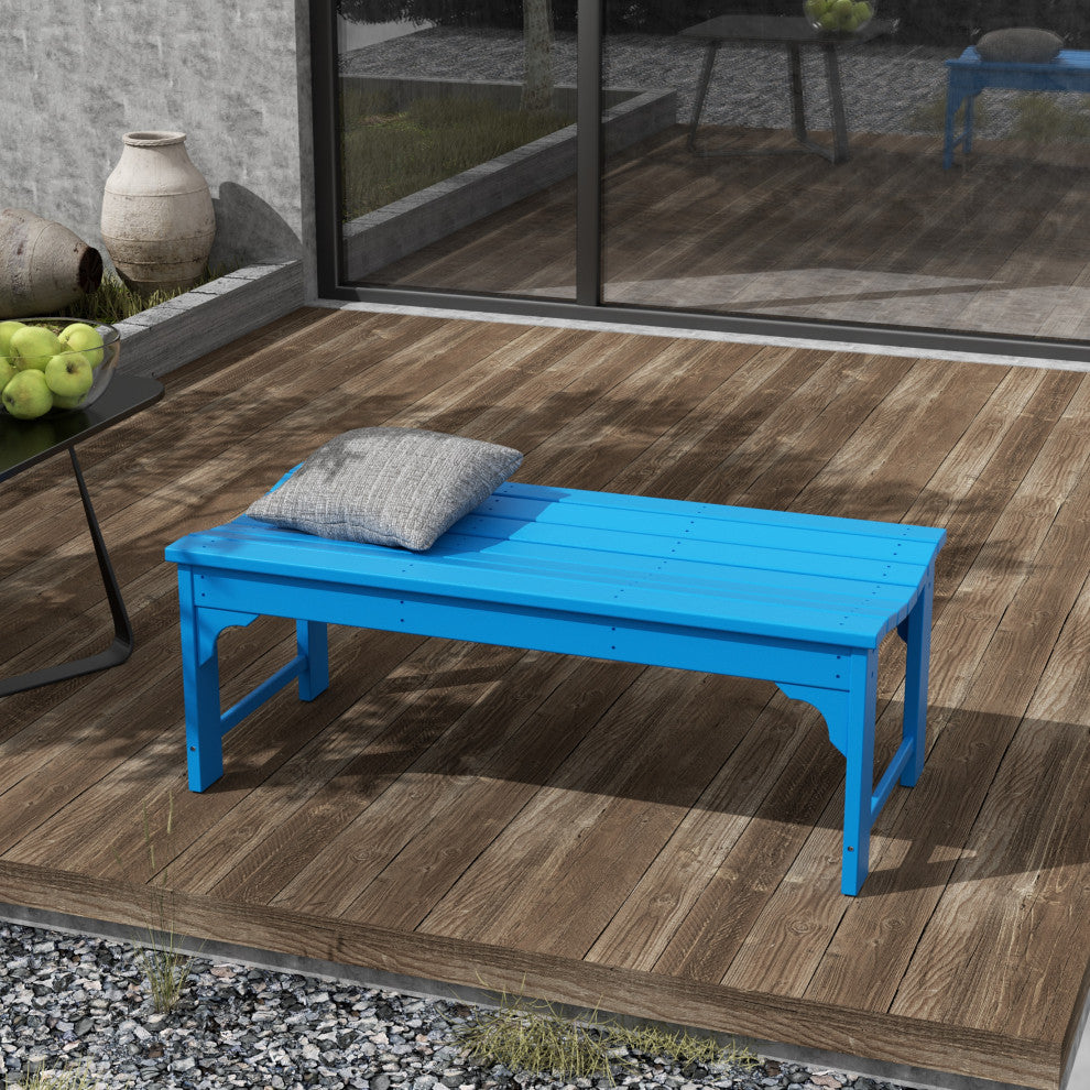 WestinTrends Plastic Picnic Bench Outdoor Dining Patio Lounge Garden Bench, Pacific Blue