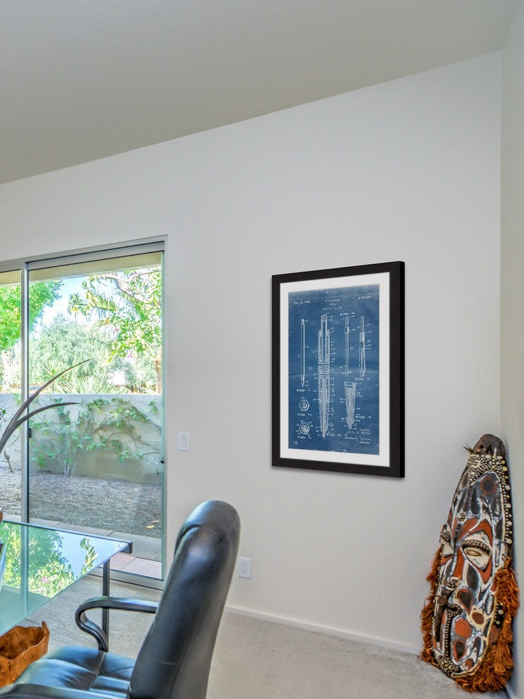 "Pencil 1955 Blueprint" Framed Painting Print